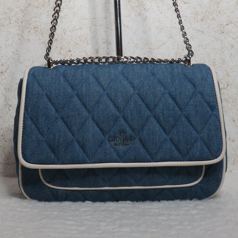 Kate Spade Carey Colorblock Medium Denim Shoulder Bag (Blue)
